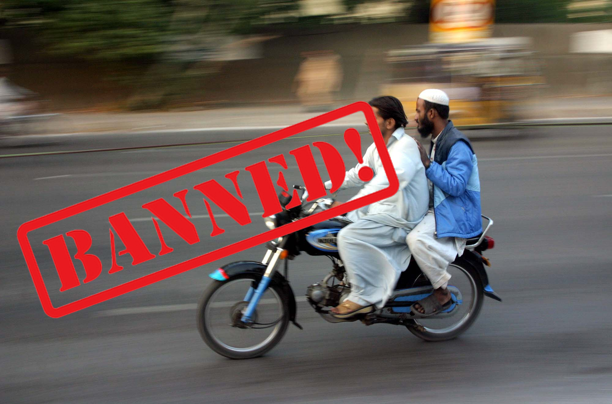 Pillion riding is banned in Sindh till October 9.