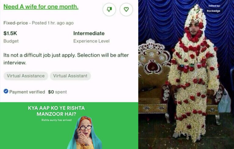 Man Looking for a Wife for One Month On UpWork