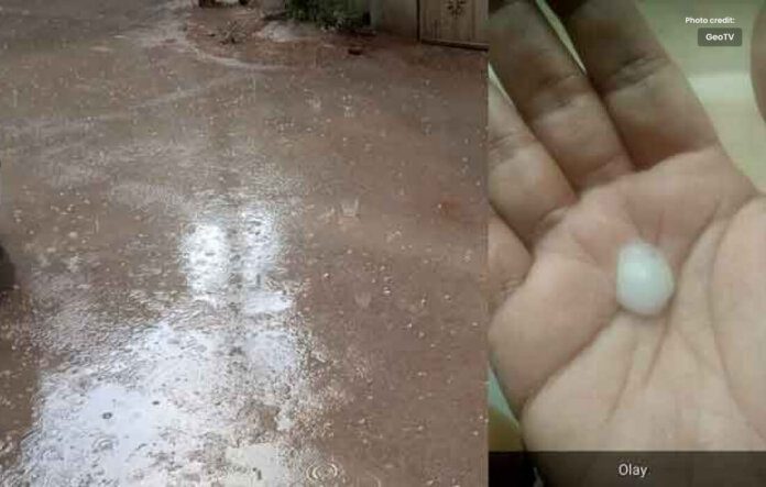 Hailstones During Mild Rain Pop Up in Karachi