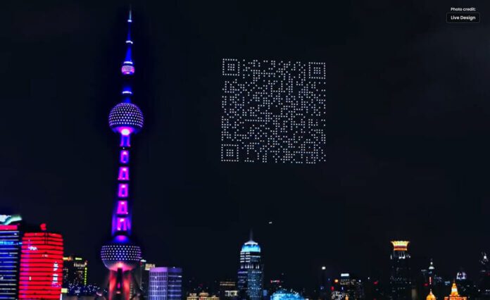 QR Code Drone Show Lights Up Shanghai Sky