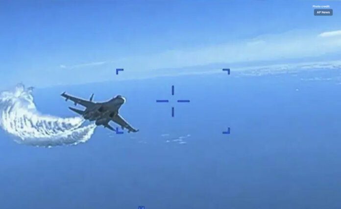 US Releases Video Russian Fighter Jet Crash into Drone Over Black Sea