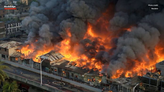 Dhaka, Bangladesh Capital, Massive Fire Destroys Major Cloth Market.