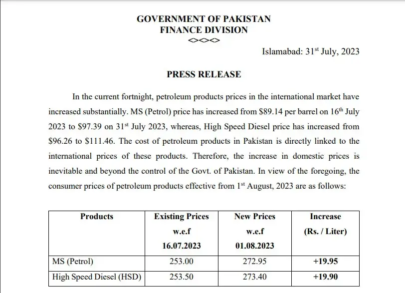Government Raises Price of Petrol