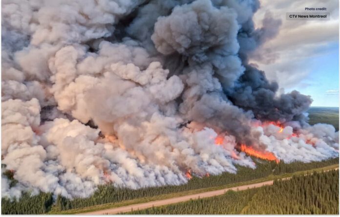 A massive fire has spread across Canada