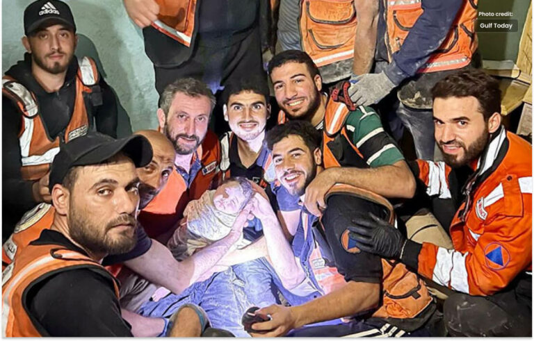 The newborn was pulled alive from the wreckage after 37 days