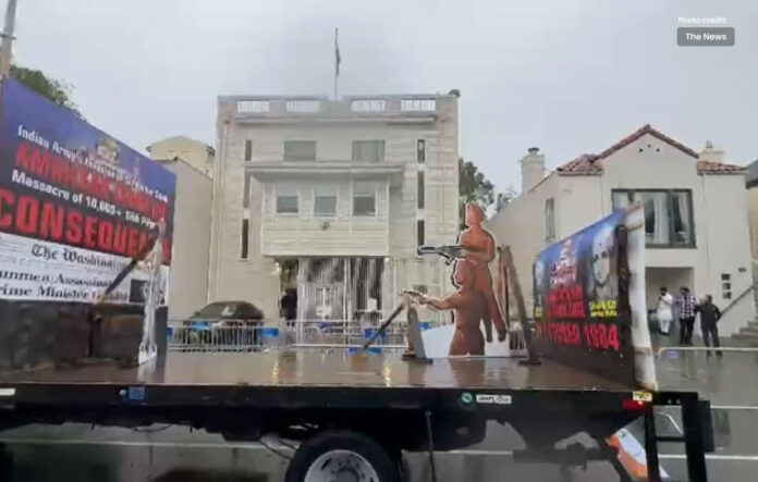 FJ Block Indian Consulate in SF with Indira Gandhi Assassination Float