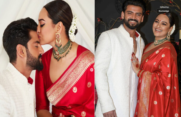 Sonakshi Sinha and Zaheer Iqbal release wedding portraits.